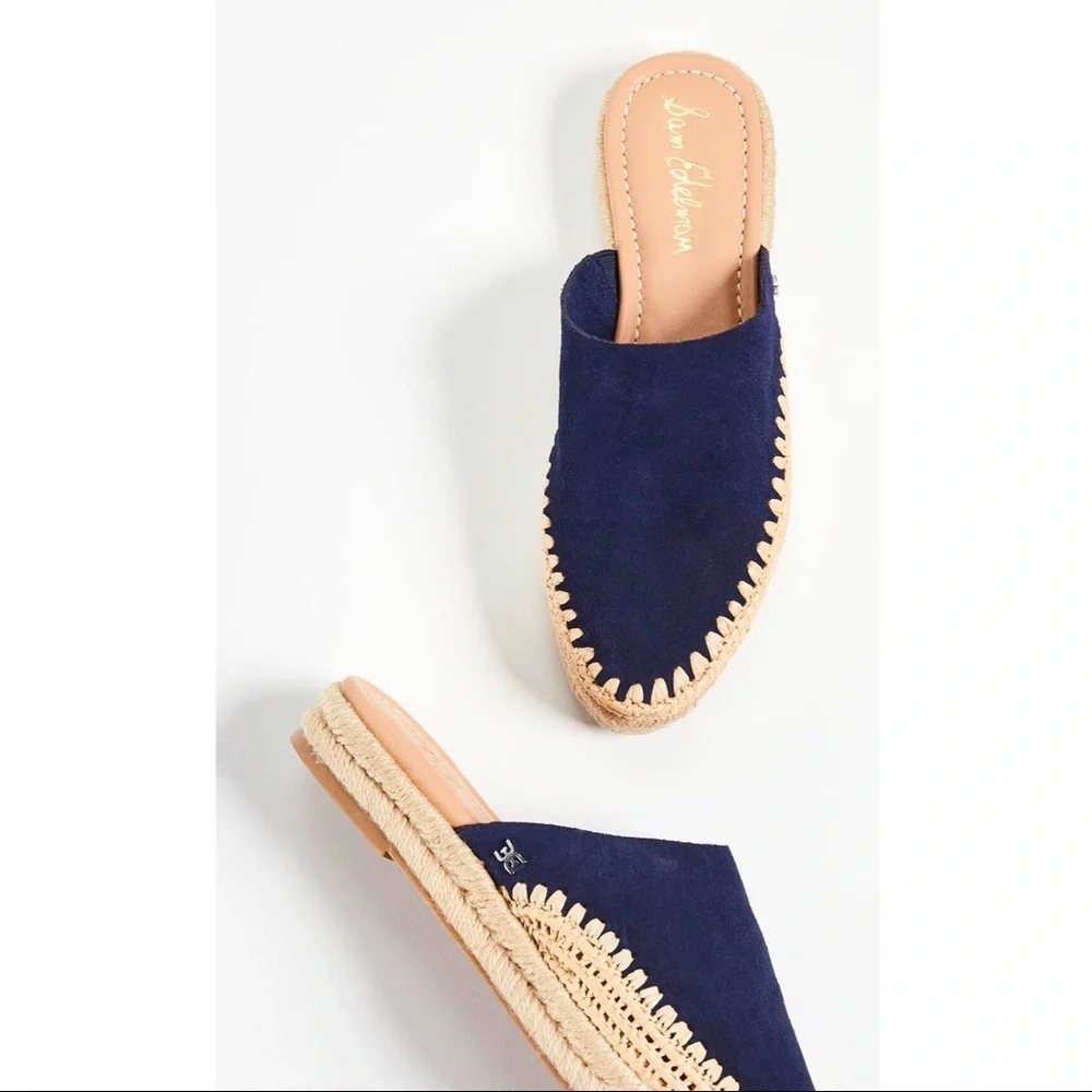 Sam Edelman Suede Espadrille Mules Austin Navy Blue SZ 7.5